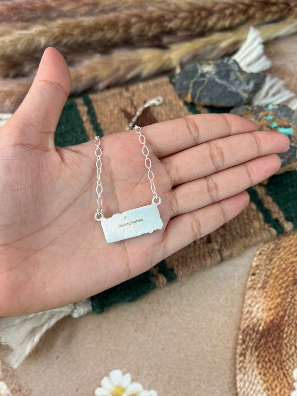 Handmade Sterling Silver Cotton Candy Necklace Signed Nizhoni