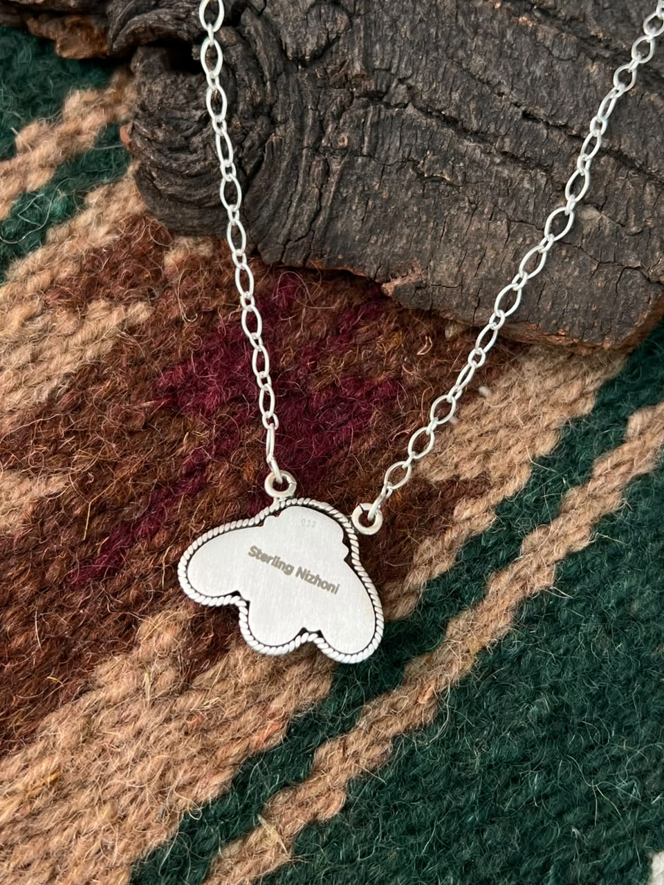Handmade Sterling Silver Cotton Candy Necklace Signed Nizhoni