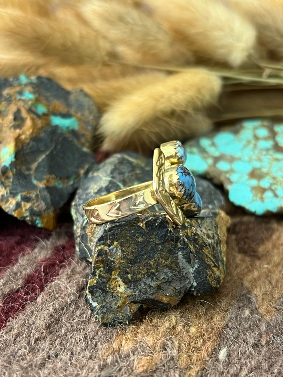 “The Golden Collection” Natural Golden Hills Turquoise Adjustable Ring