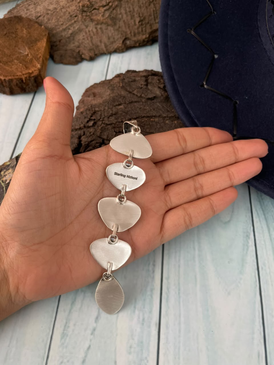 Handmade Sterling Silver Egyptian Turquoise Collection: Pendant Signed Nizhoni