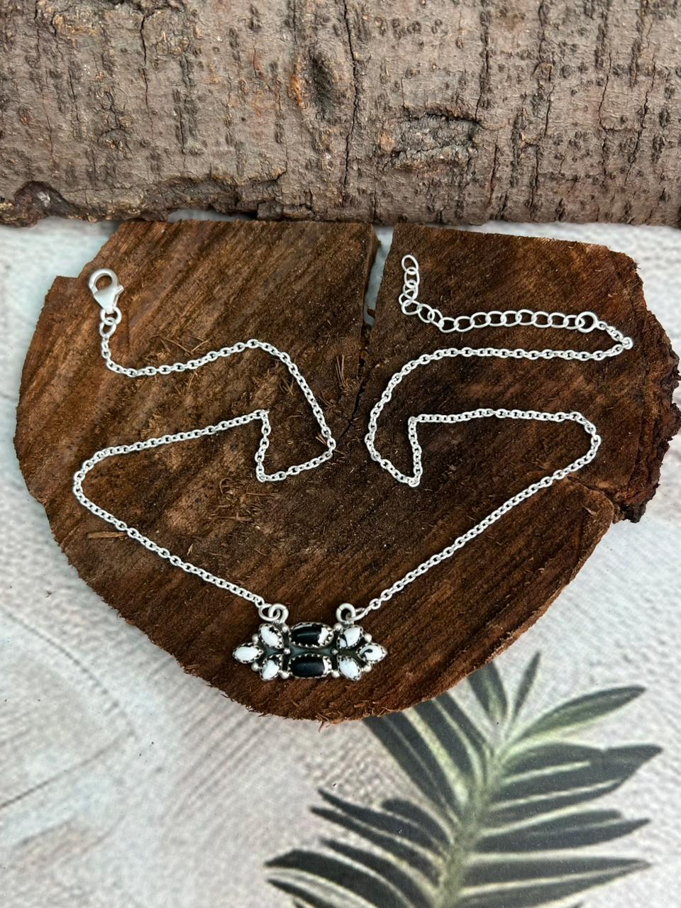 Handmade Sterling Silver White Buffalo Necklace "Signed Nizhoni"