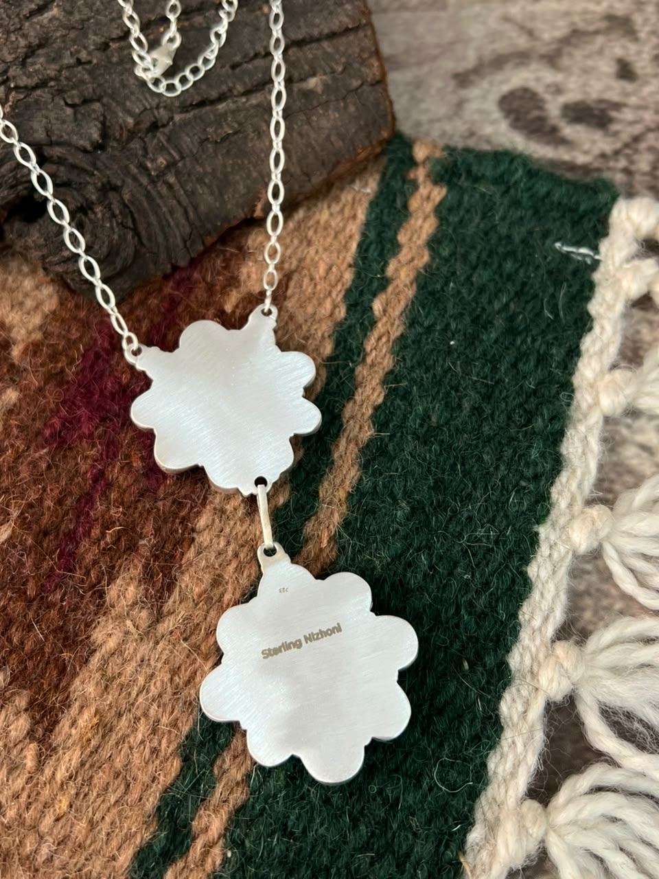Handmade Sterling Silver Sierra Bella Turquoise Necklace Signed Nizhoni