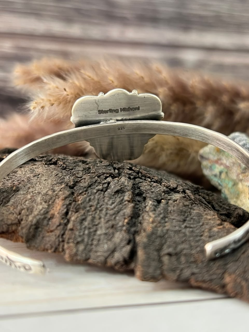 Handmade Sterling Silver Egyptian Turquoise Cuff Bracelet Signed Nizhoni