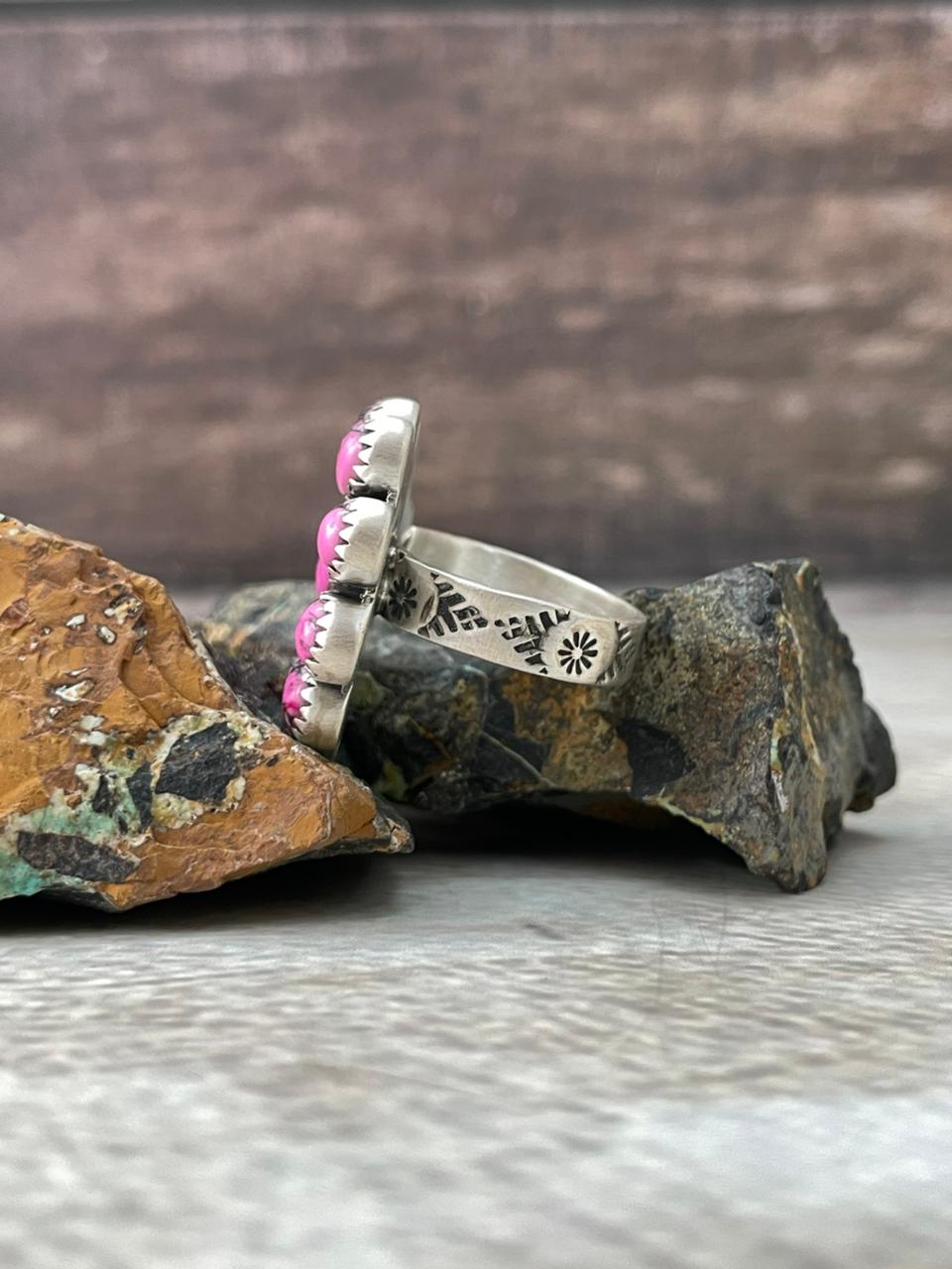 Handmade Sterling Silver Cherry Blossom Adjustable Ring "Signed Nizhoni"