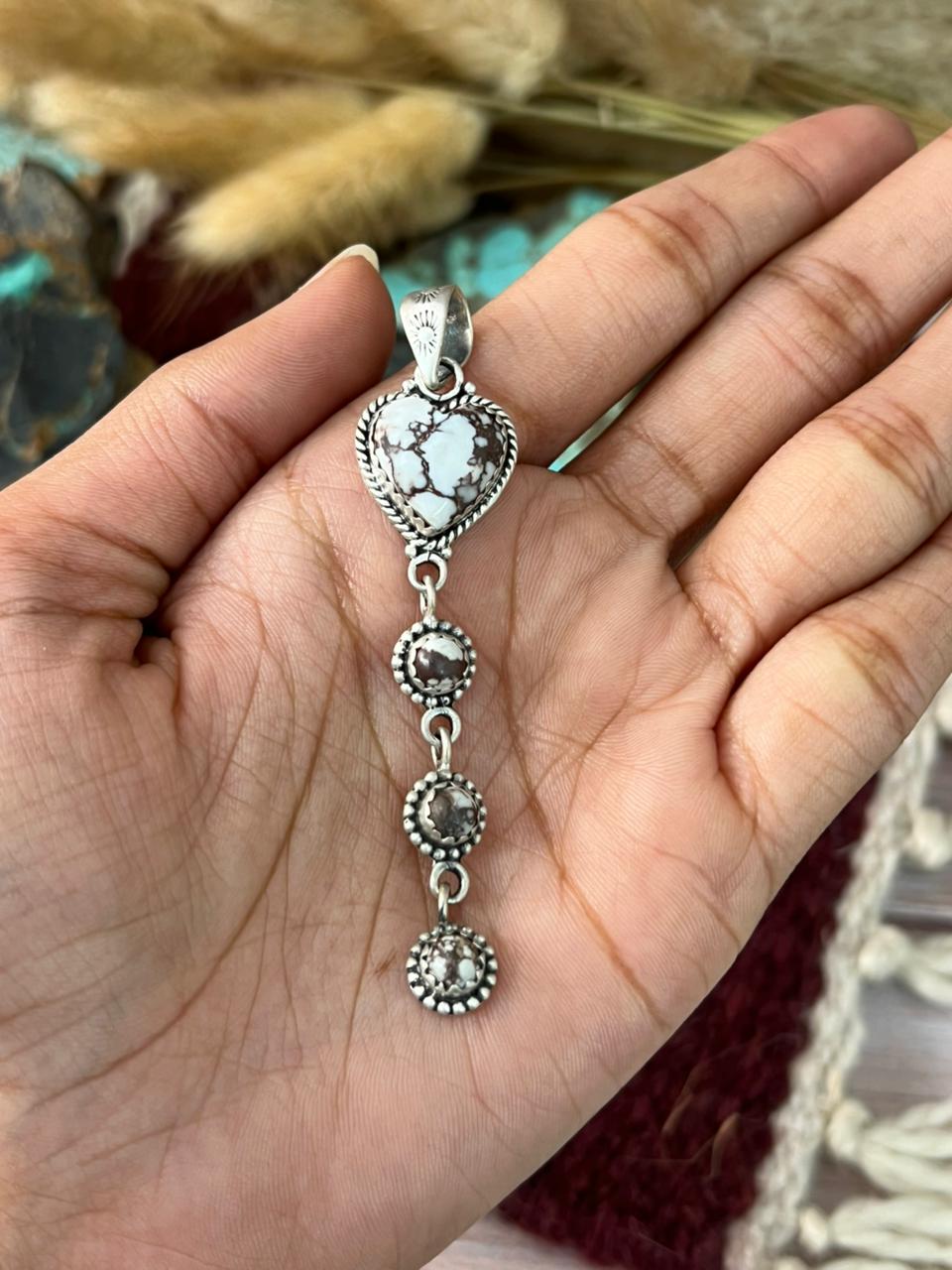Handmade Sterling Silver Wildhorse Magnesite Pendant "Signed Nizhoni"