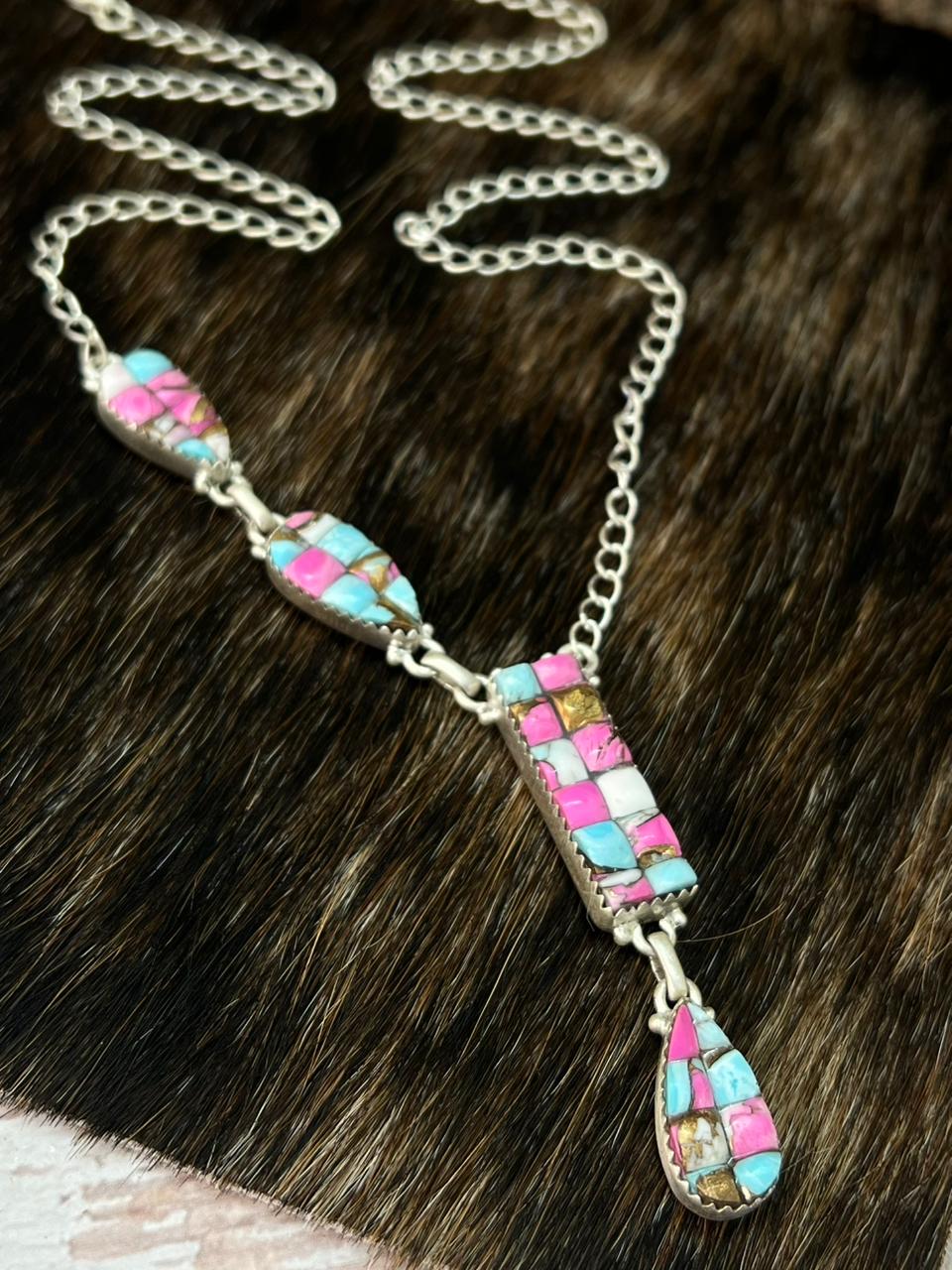 Handmade Sterling Silver Cotton Candy Necklace "Signed Nizhoni"