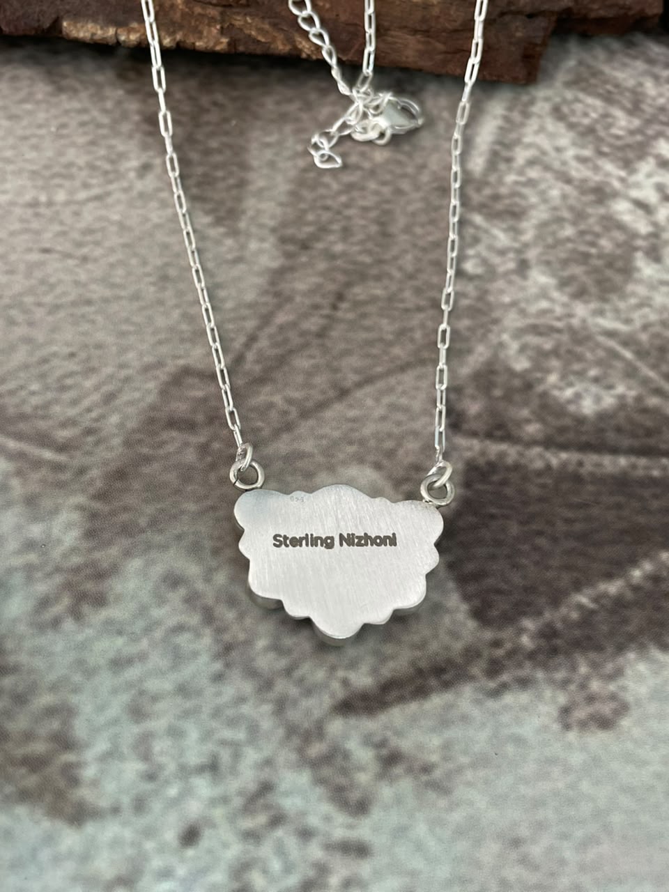 Handmade Sterling Silver Number 8 Turquoise Collection: Necklace Signed Nizhoni