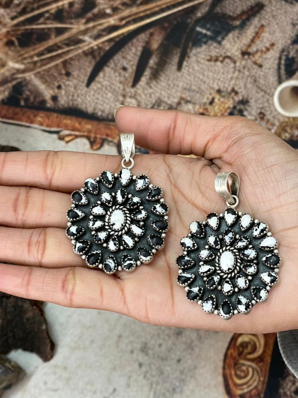 Handmade Sterling Silver White Buffalo Pendant "Signed Nizhoni"