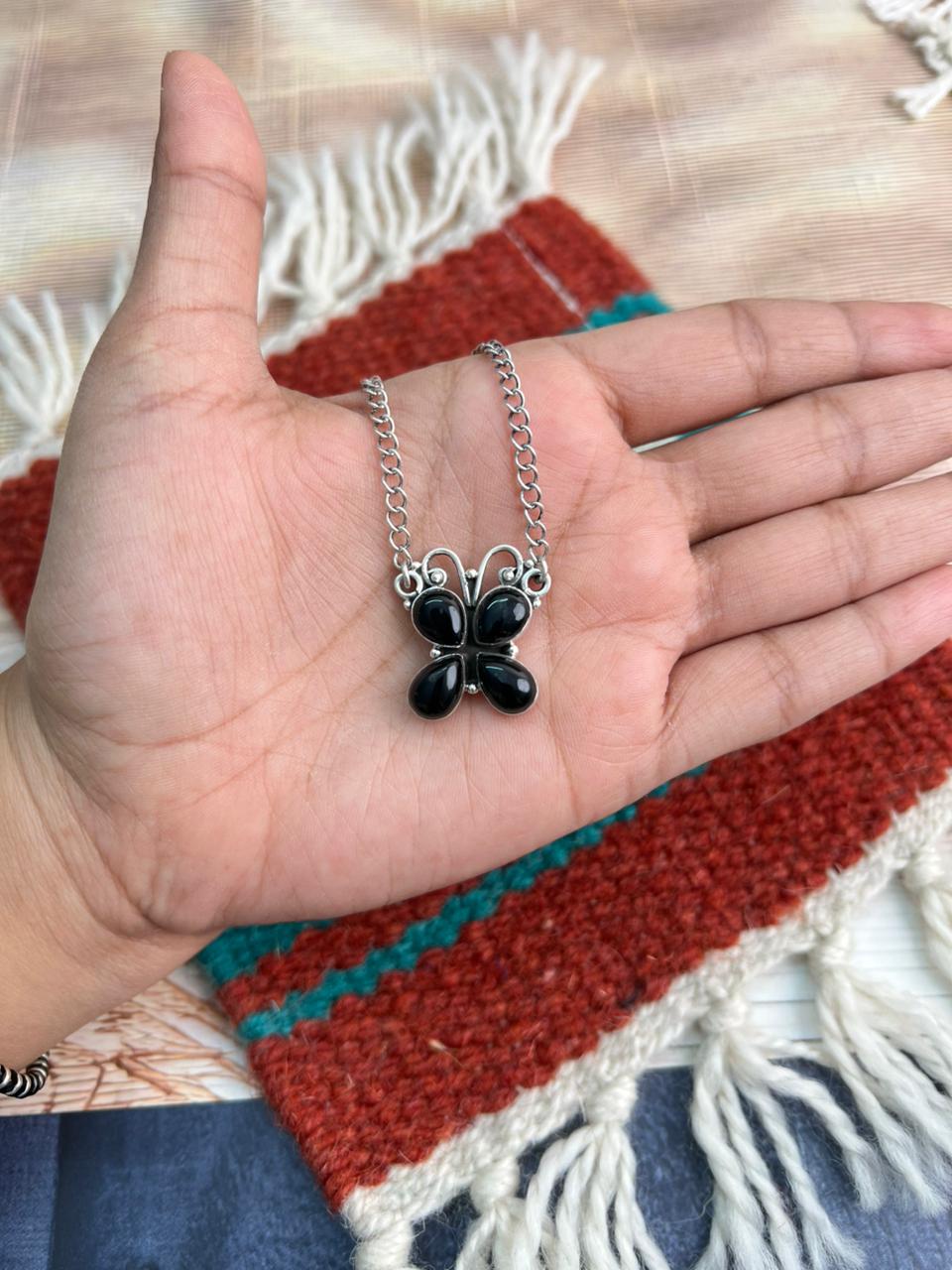 Handmade Sterling Silver Black Onyx Necklace "Signed Nizhoni"