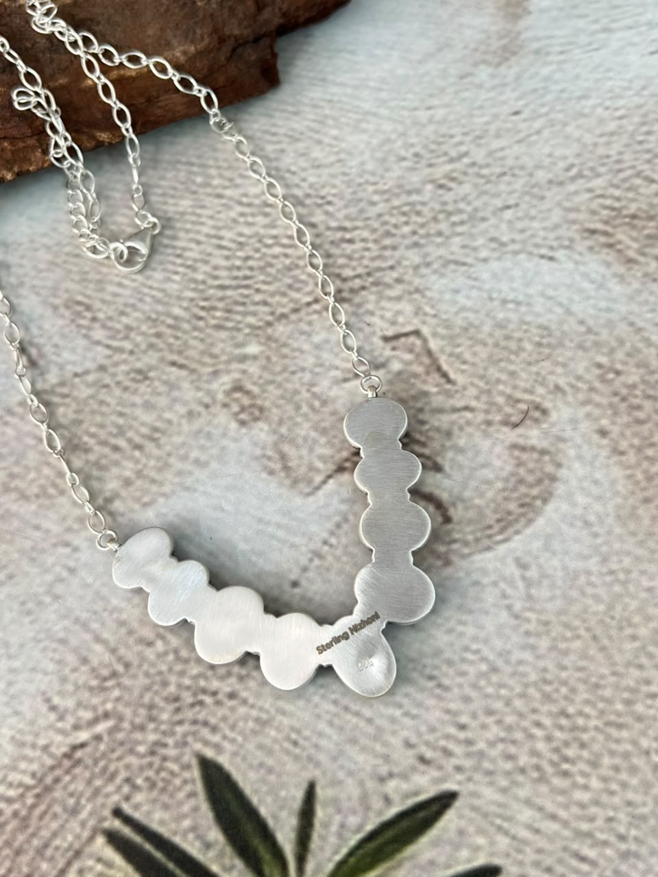 Handmade Sterling Silver Golden Hills with Sonoran Mountain Turquoise Necklace Signed Nizhoni