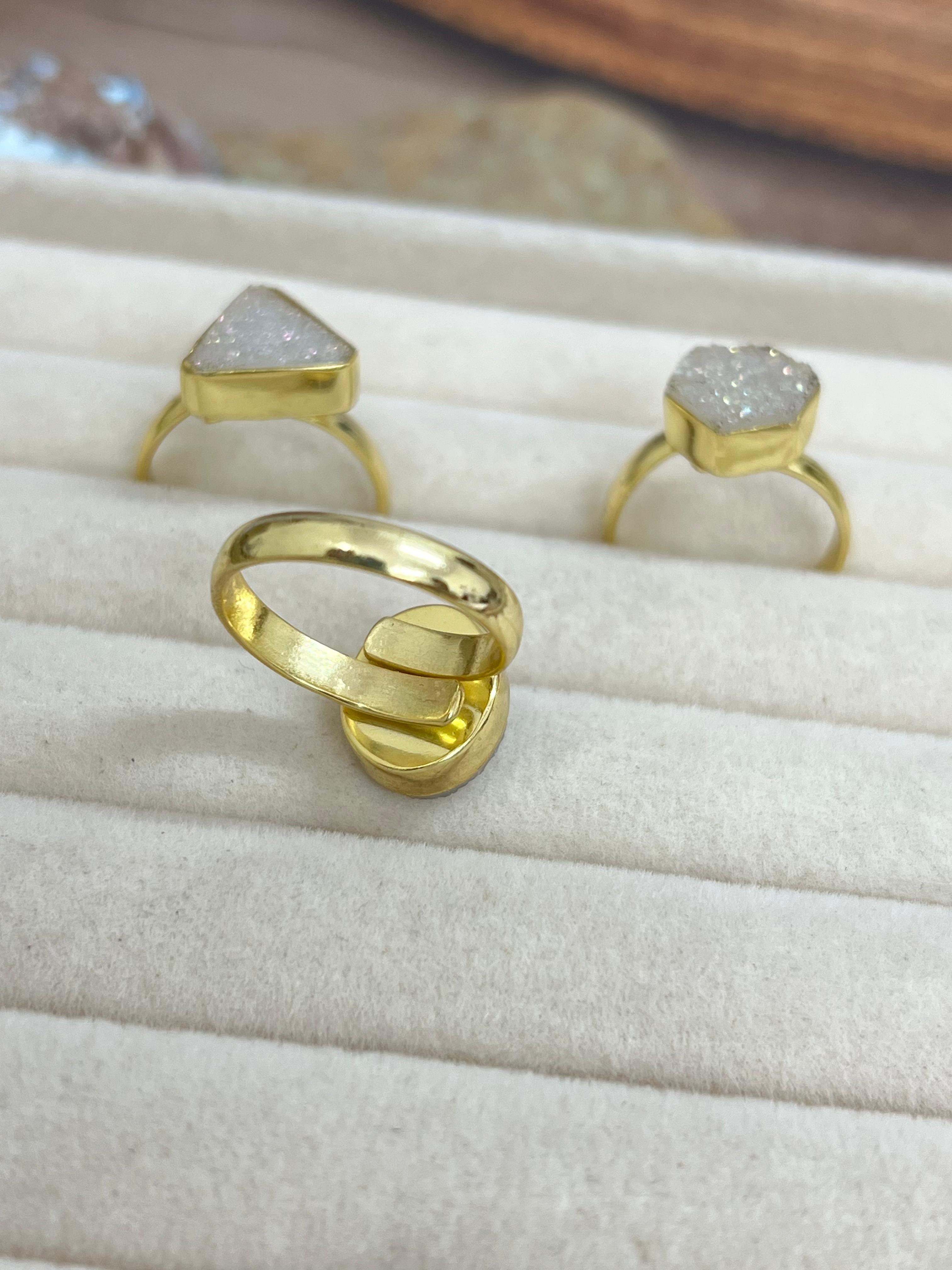 “The Boho Collection” Natural White Druzy Adjustable Ring