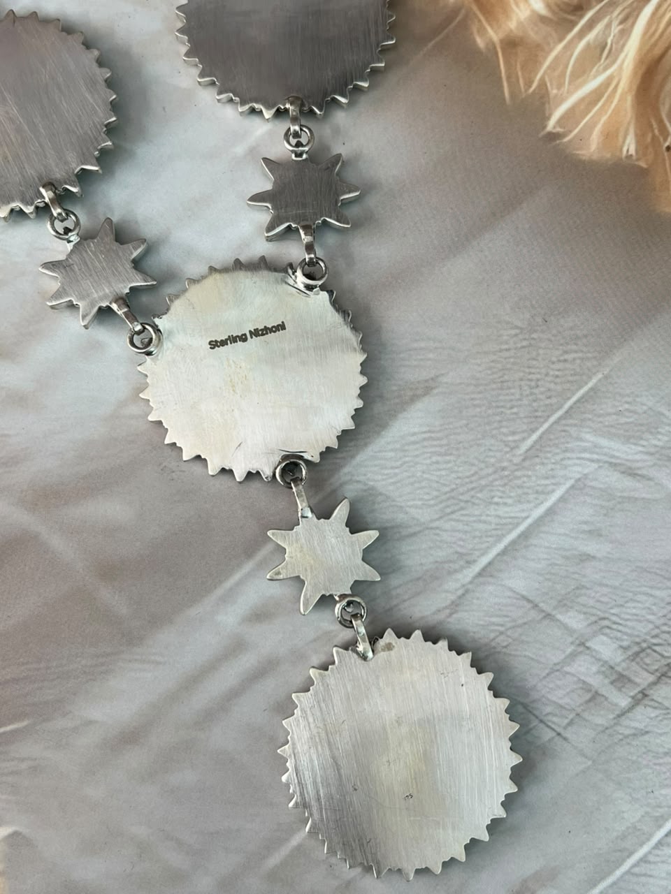 Handmade Sterling Silver Kingman Turquoise Necklace Signed Nizhoni