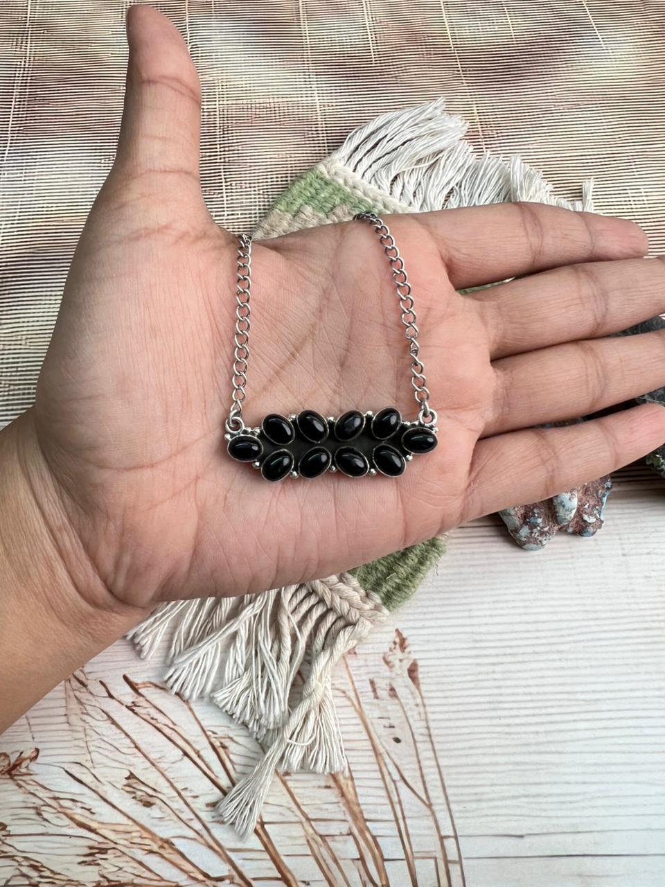 Handmade Sterling Silver Black Onyx Necklace "Signed Nizhoni"