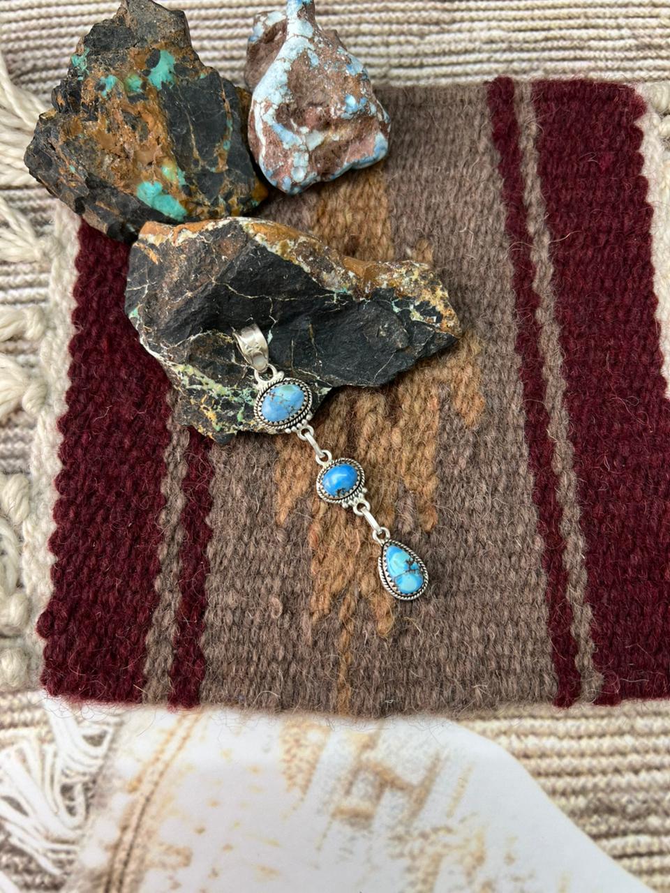 Handmade Sterling Silver Golden Hills Turquoise Pendant "Signed Nizhoni"