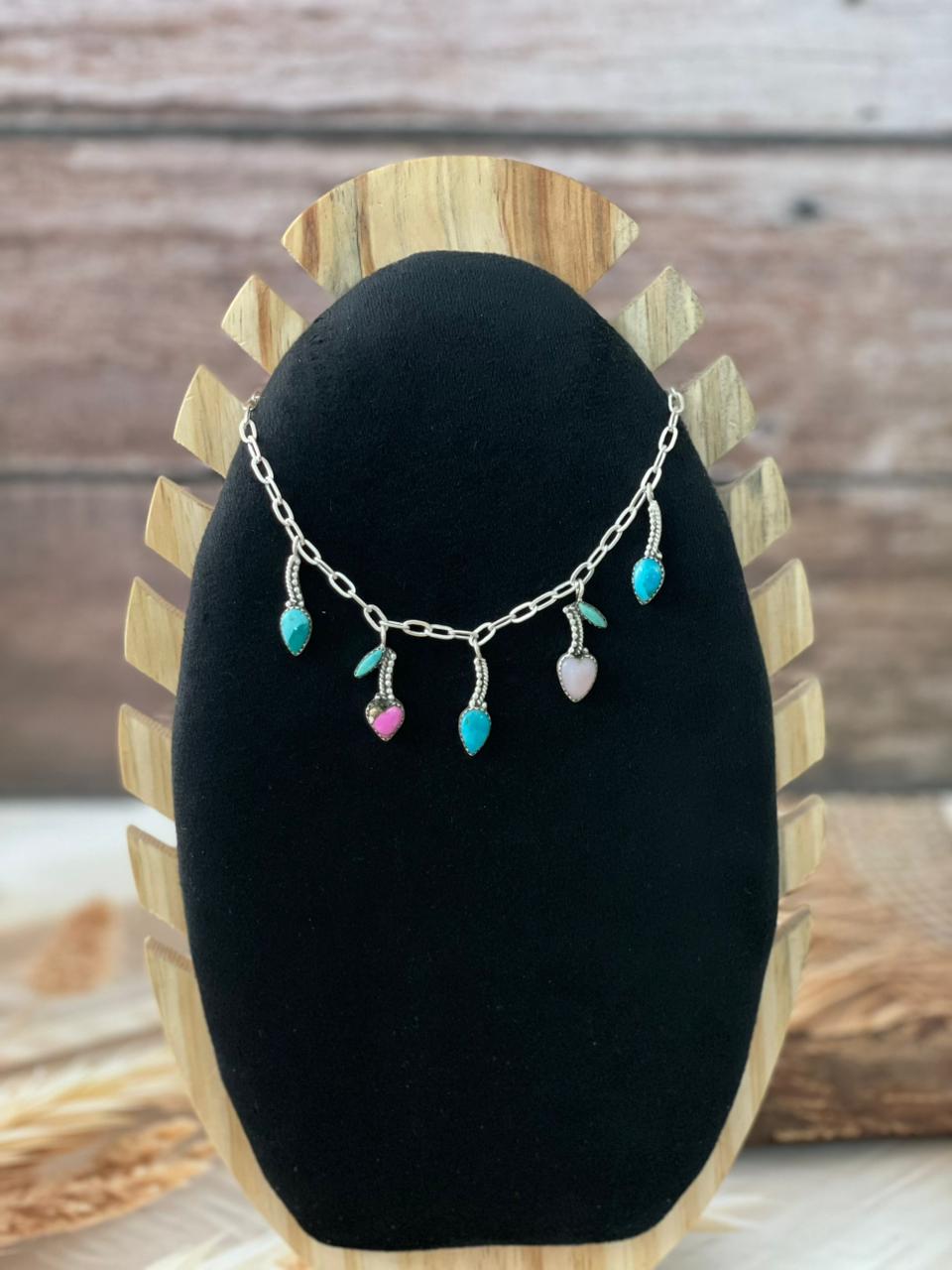 Handmade Sterling Silver Multi Stone Cherry Necklace "Signed Nizhoni"