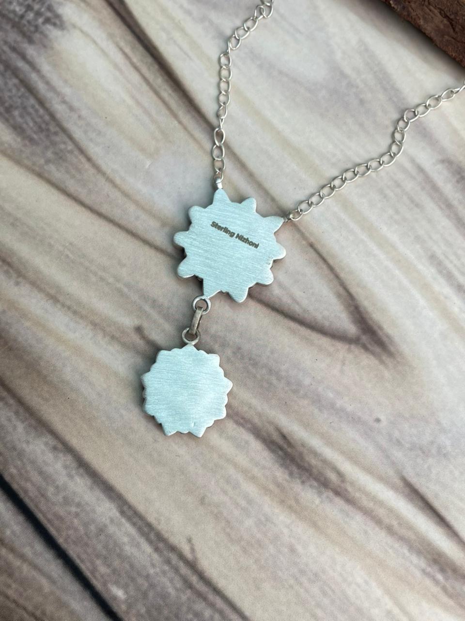 Handmade Sterling Silver White Buffalo Necklace Signed Nizhoni