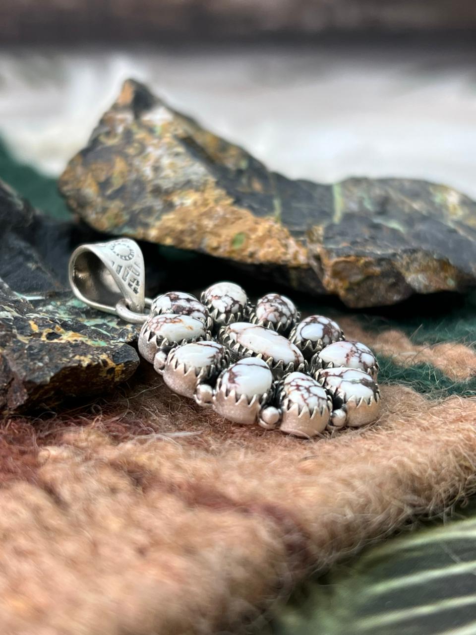 Handmade Sterling Silver Wildhorse Magnesite Pendant "Signed Nizhoni"