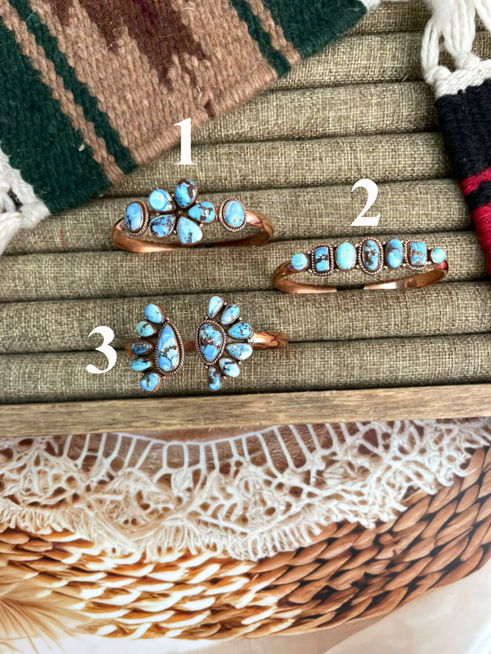 Handmade Golden Hills Turquoise Copper Collection: Cuff Bracelet Signed Nizhoni