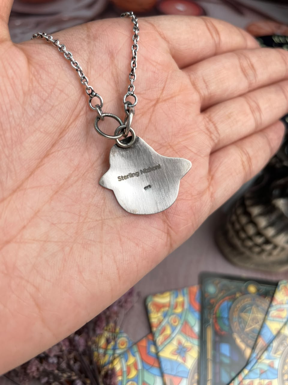 Handmade Sterling Silver Kingman Turquoise Halloween Collection: Necklace Signed Nizhoni