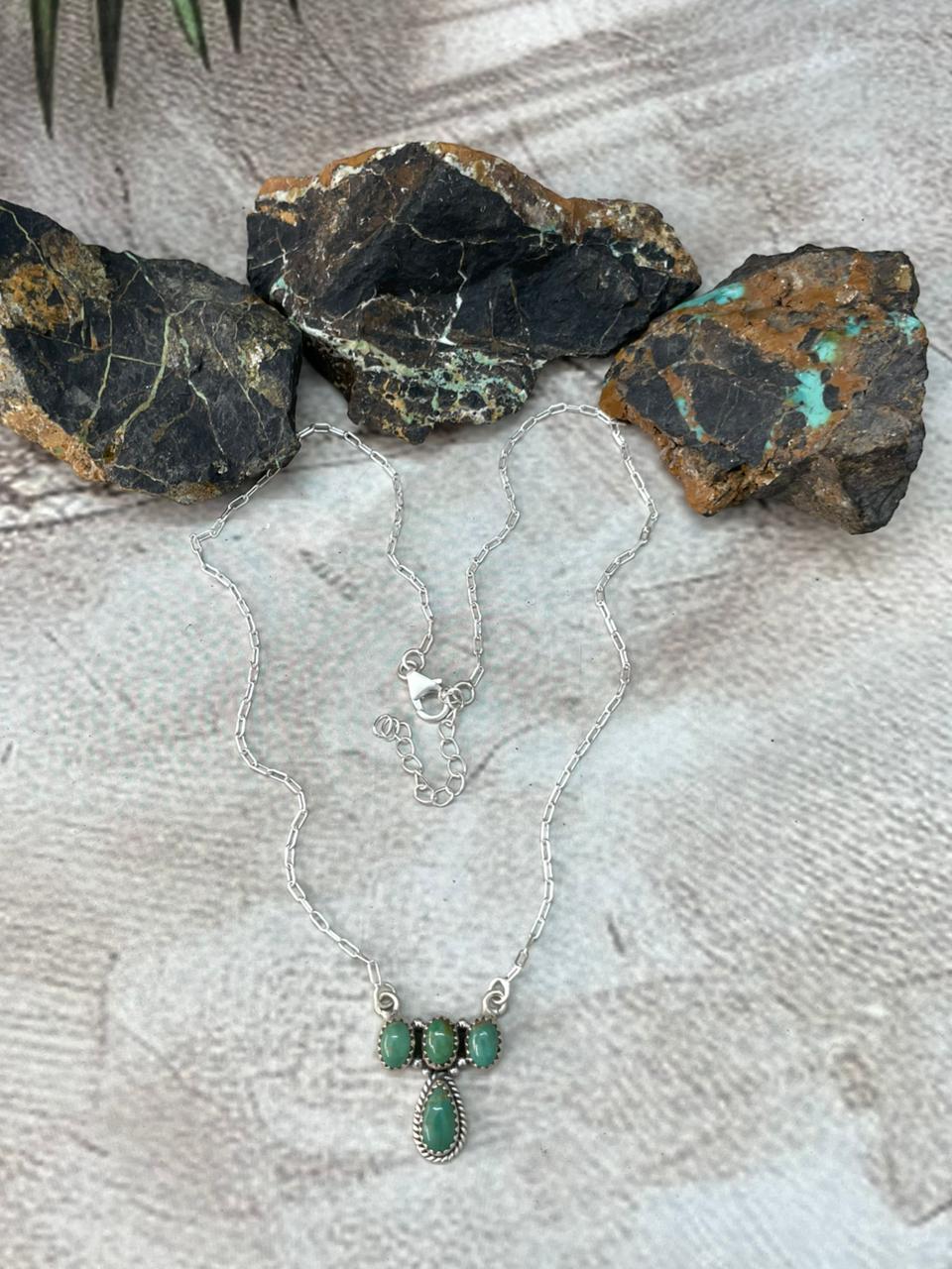 Handmade Sterling Silver Kingman Turquoise  Necklace "Signed Nizhoni"