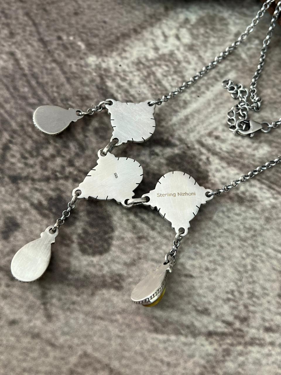 Handmade Sterling Silver Palomino with Santa Maria Necklace "Signed Nizhoni"