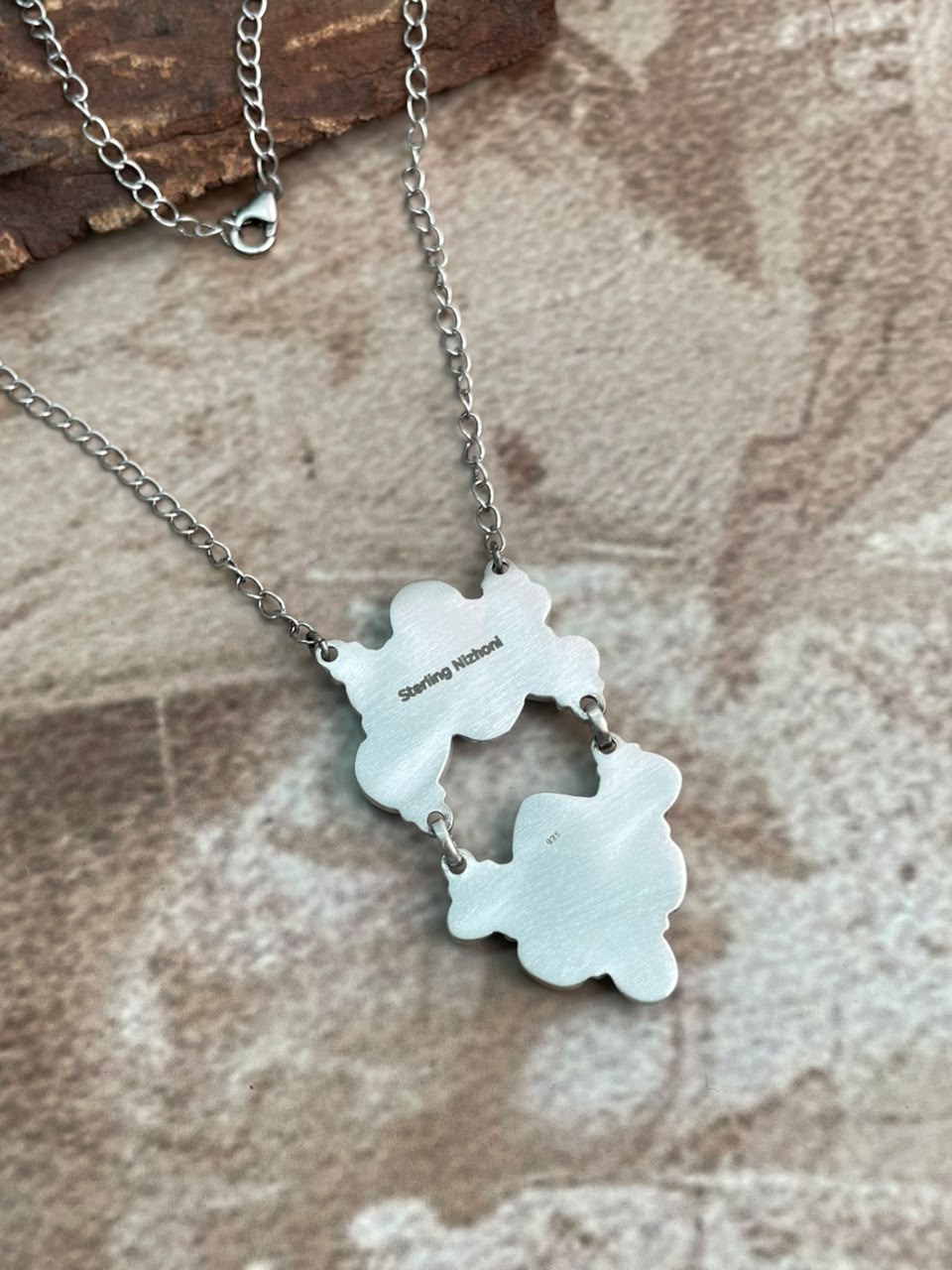 Handmade Sterling Silver Egyptian Turquoise Collection: Necklace Signed Nizhoni