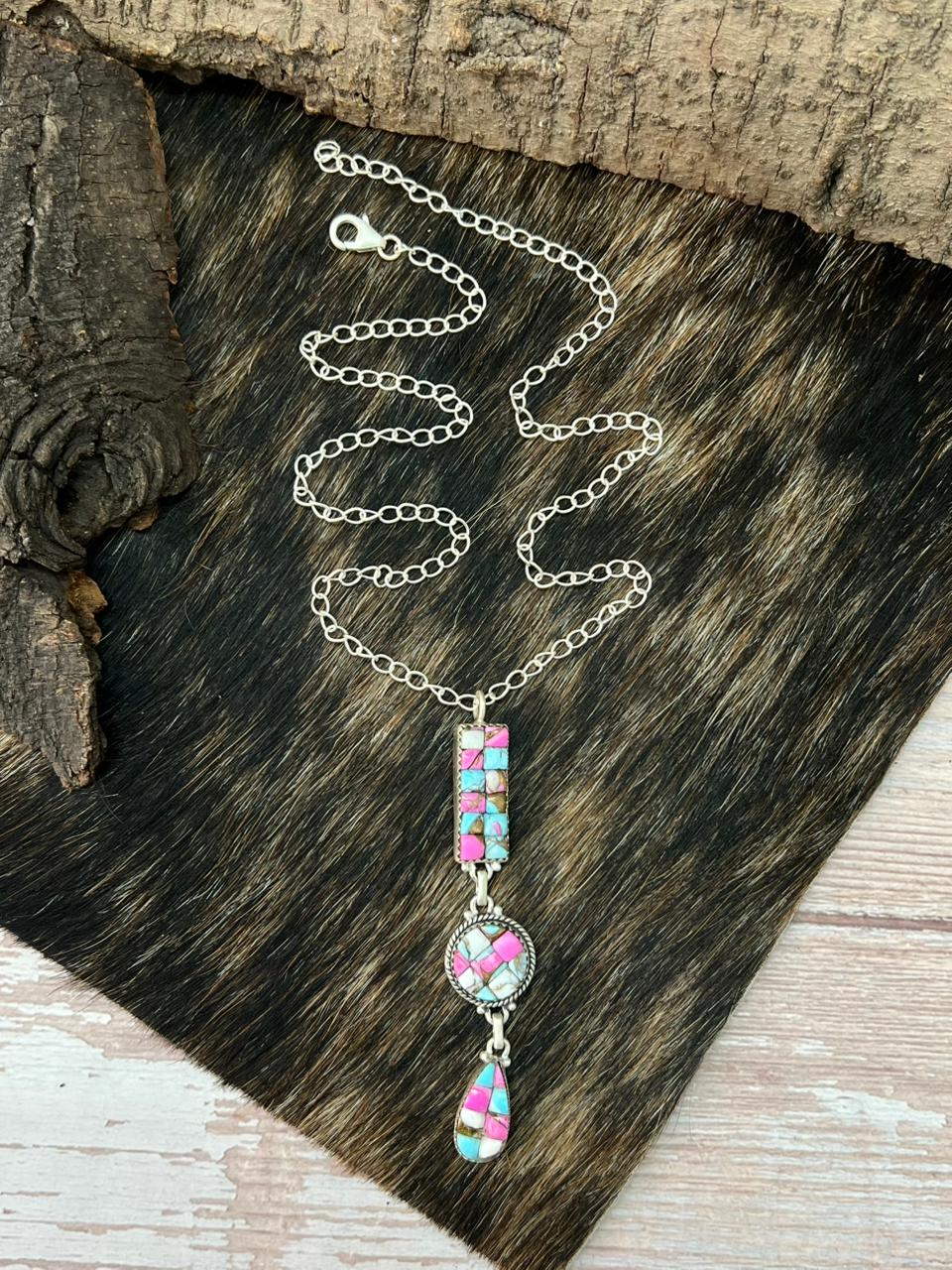 Handmade Sterling Silver Cotton Candy Necklace "Signed Nizhoni"