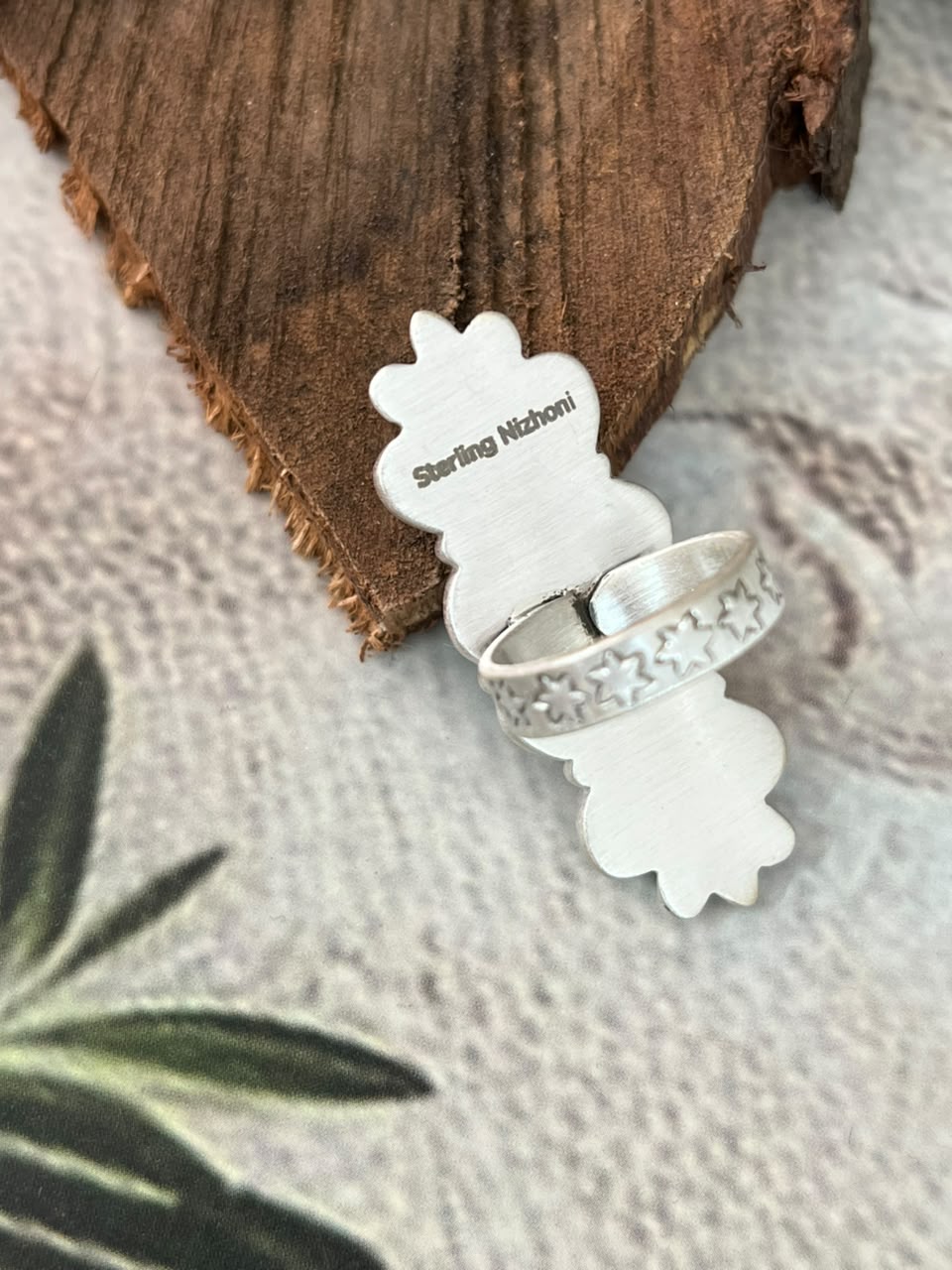 Handmade Sterling Silver White Buffalo Adjustable Ring Signed Nizhoni
