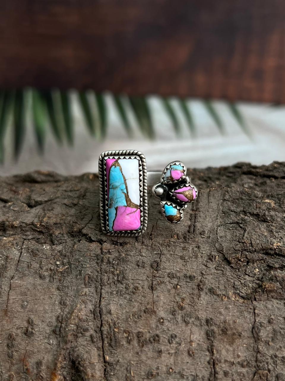 Handmade Sterling Silver Cotton Candy Adjustable Ring "Signed Nizhoni"