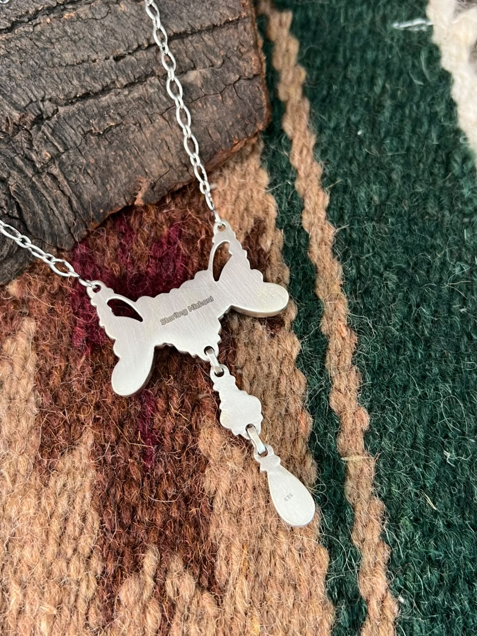Handmade Sterling Silver Kingman Turquoise Necklace Signed Nizhoni