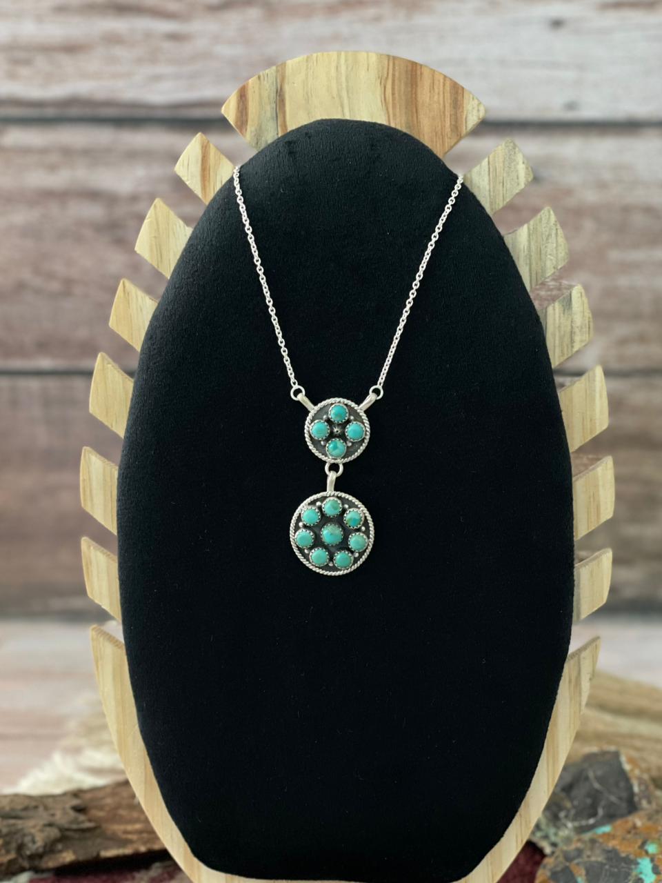 Handmade Sterling Silver Kingman Turquoise Necklace "Signed Nizhoni"