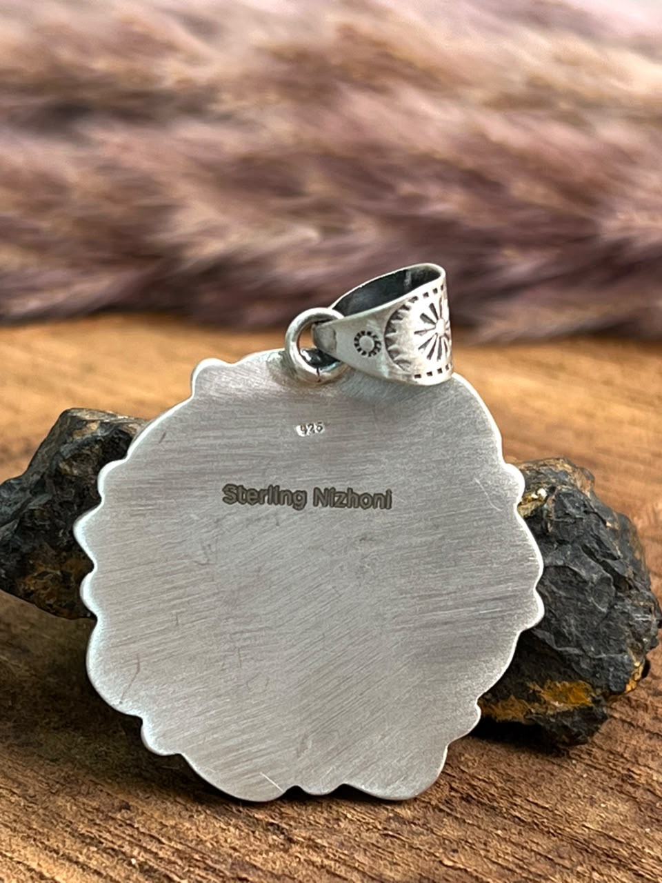 Handmade Sterling Silver Egyptian Turquoise Collection: Pendant Signed Nizhoni