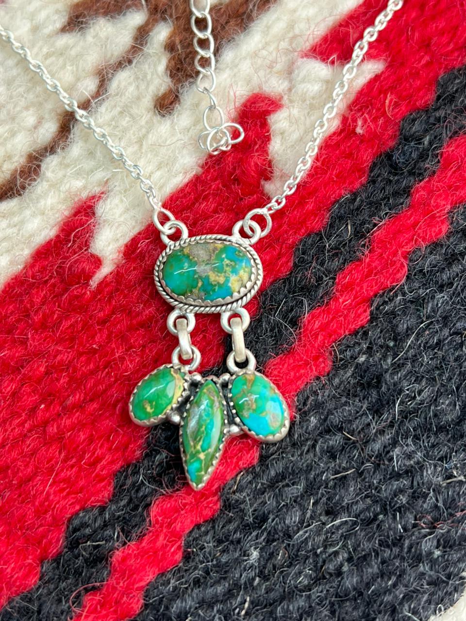 Handmade Sterling Silver Sonoran Mountain Turquoise Necklace "Signed Nizhoni"