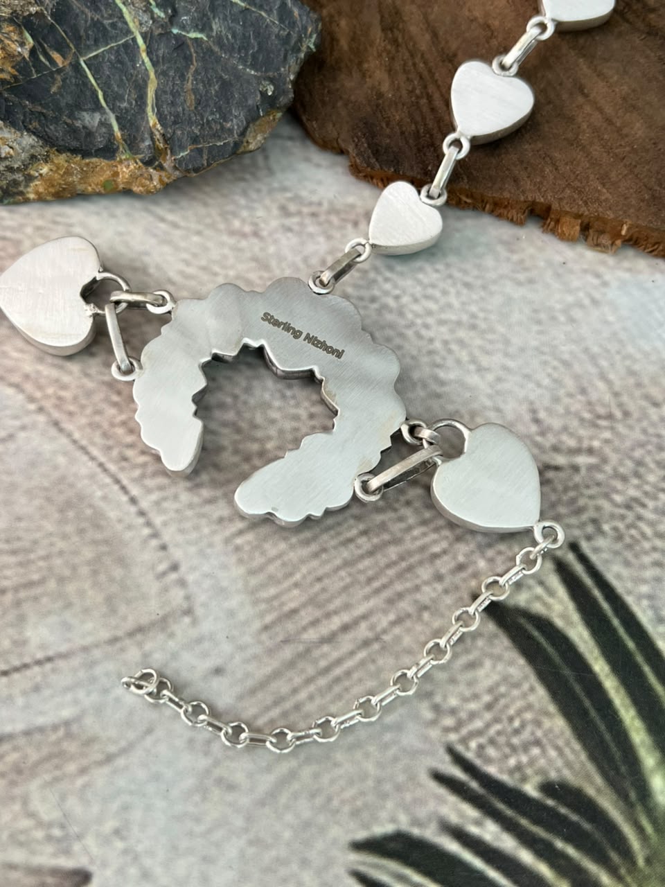 Handmade Sterling Silver Gem Silica Hand Harness Signed Nizhoni