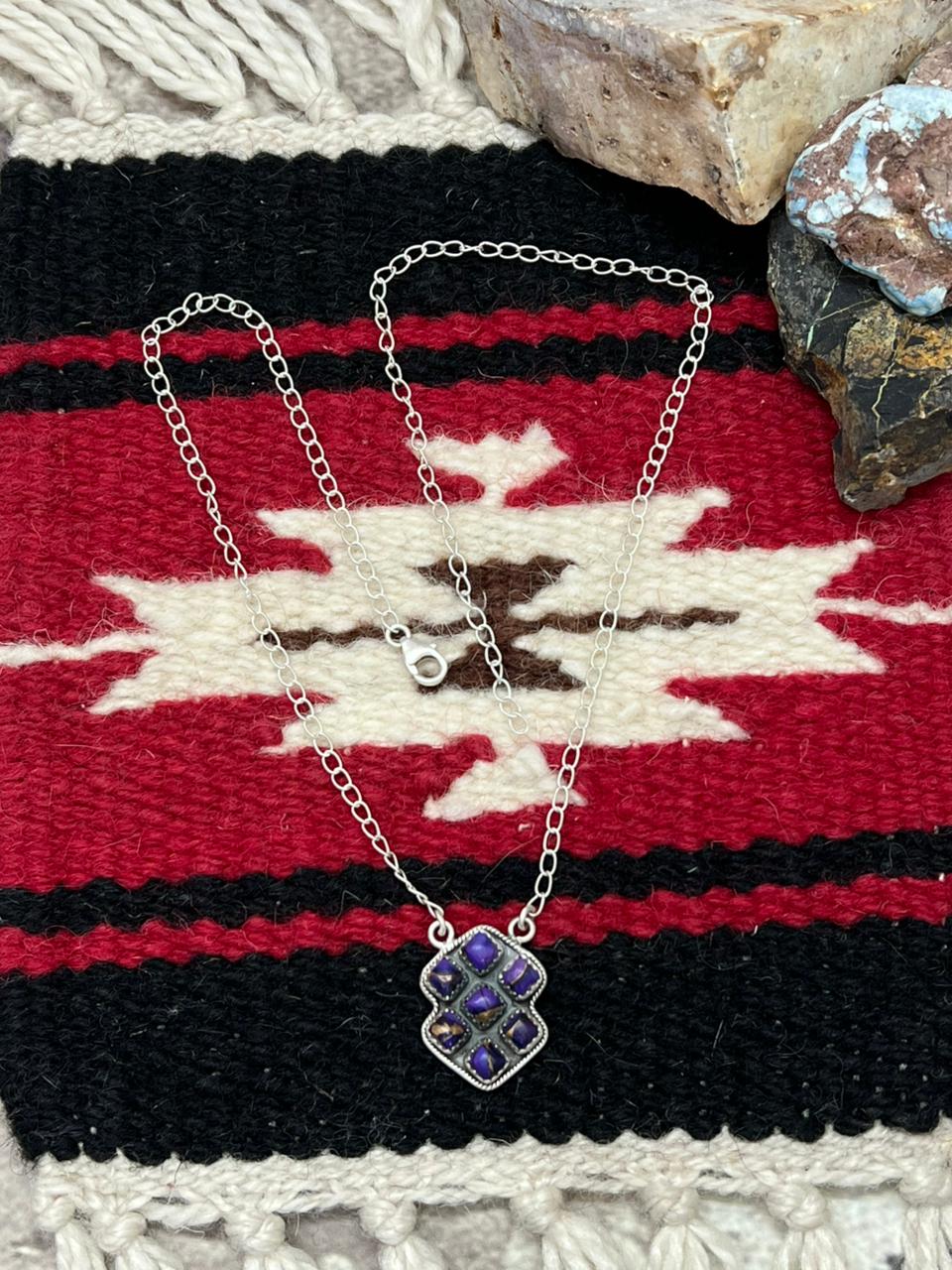 Handmade Sterling Silver Grape Dahlia Necklace "Signed Nizhoni"