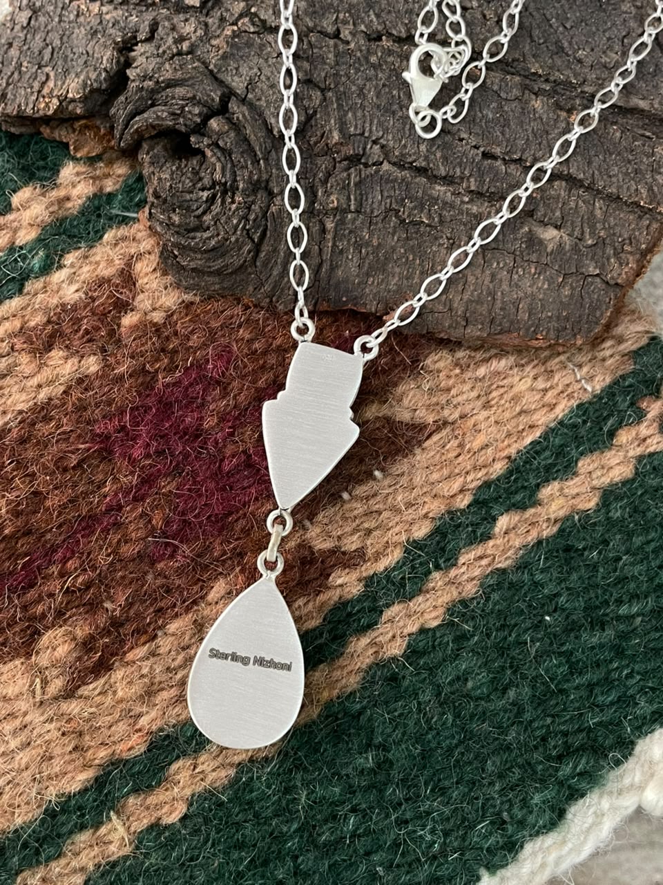 Handmade Sterling Silver Easter Blue Turquoise Necklace Signed Nizhoni