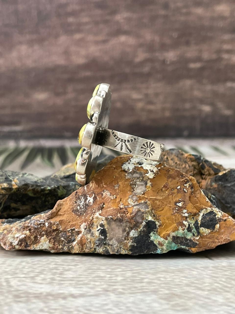 Handmade Sterling Silver Palomino Turquoise Adjustable Ring "Signed Nizhoni"