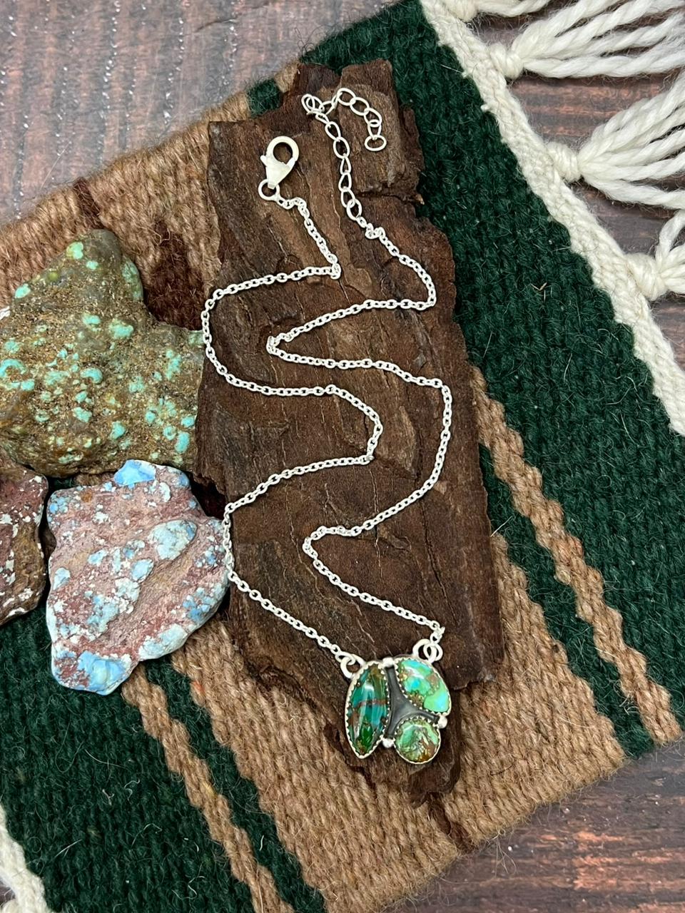 Handmade Sterling Silver Sonoran Mountain Turquoise Necklace "Signed Nizhoni"