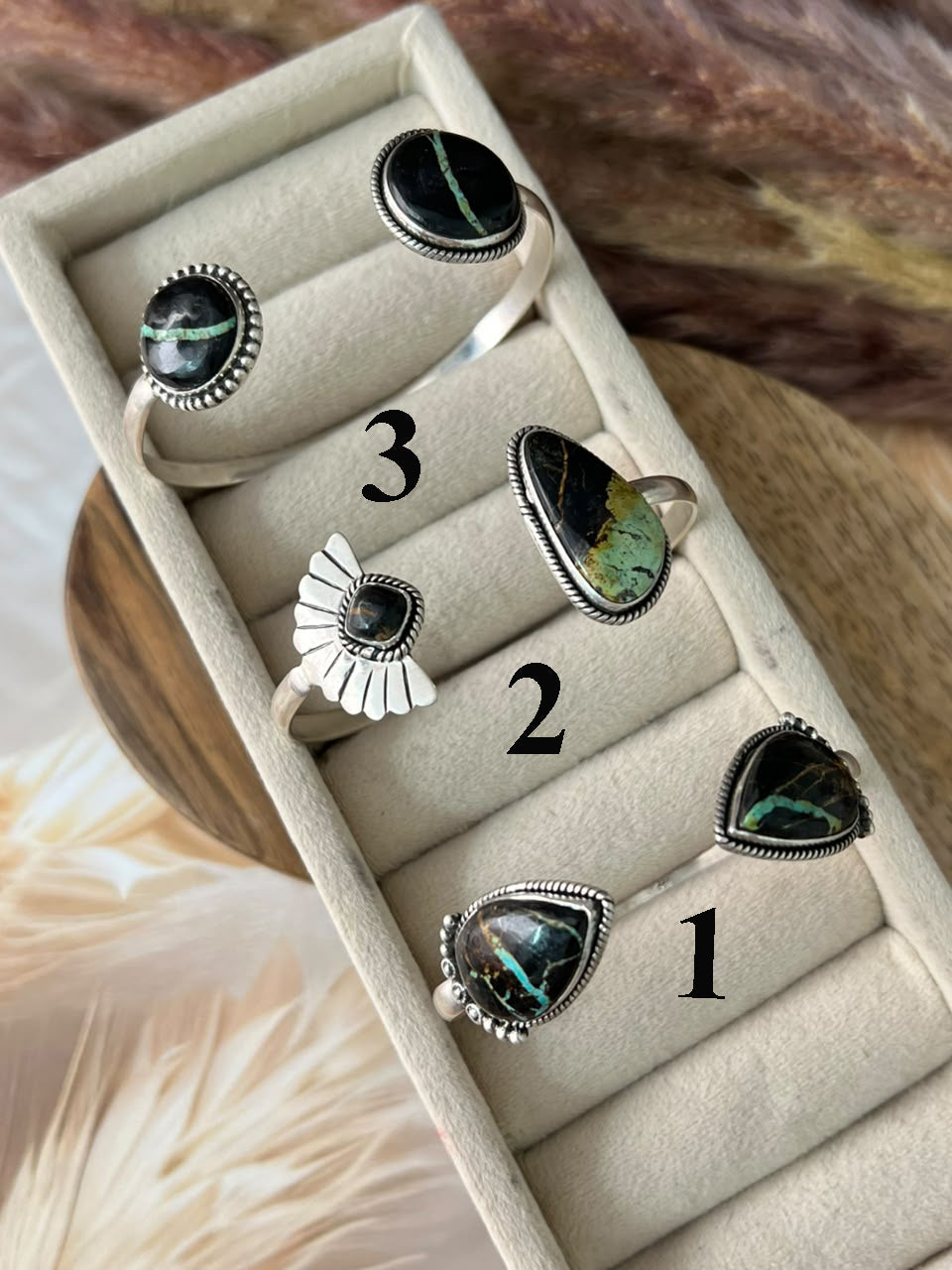 Handmade Sterling Silver Blackjack Turquoise Collection: Cuff Bracelet Signed Nizhoni