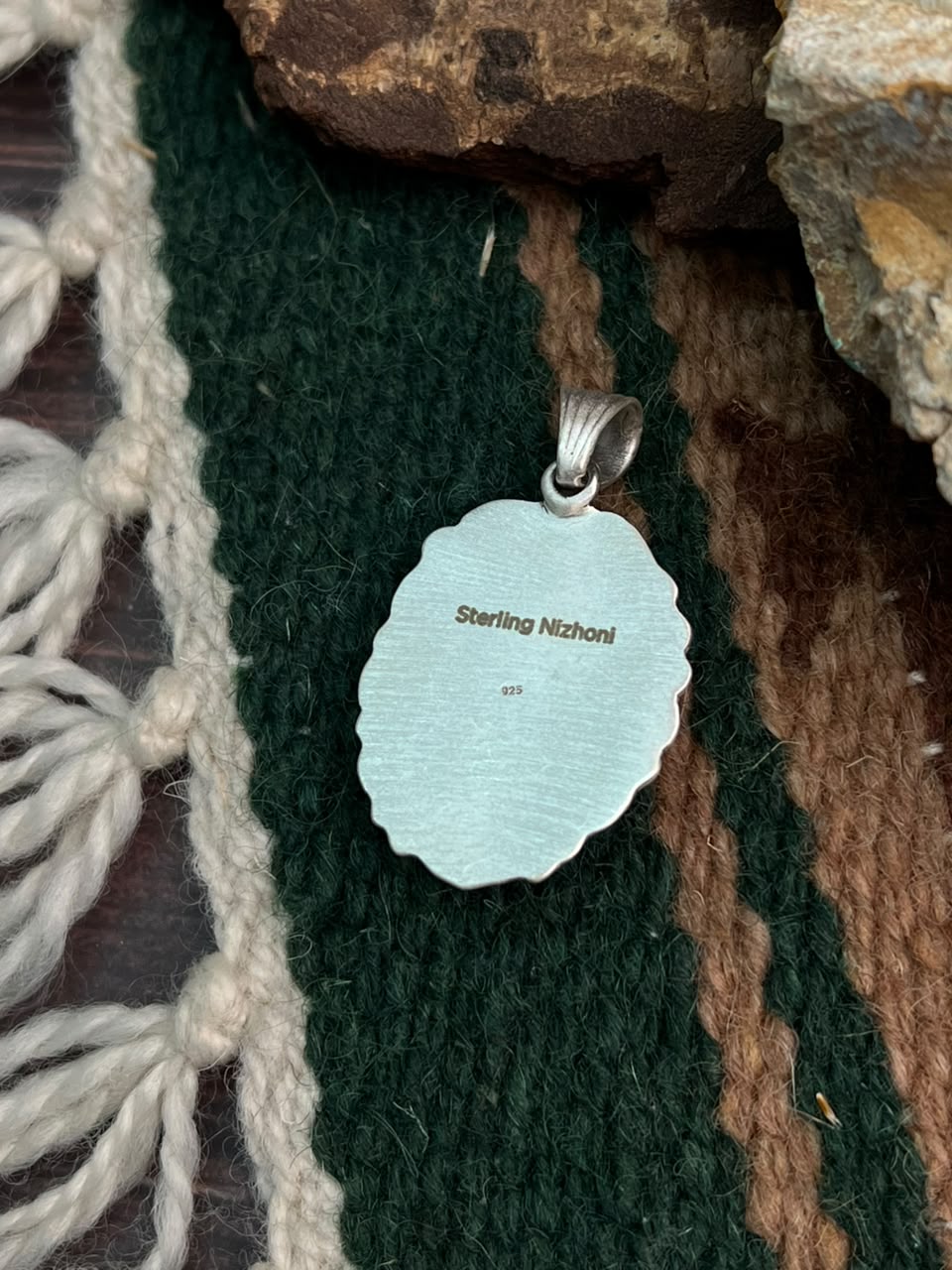 Handmade Sterling Silver Crimson Cowgirl Turquoise Collection: Pendant Signed Nizhoni