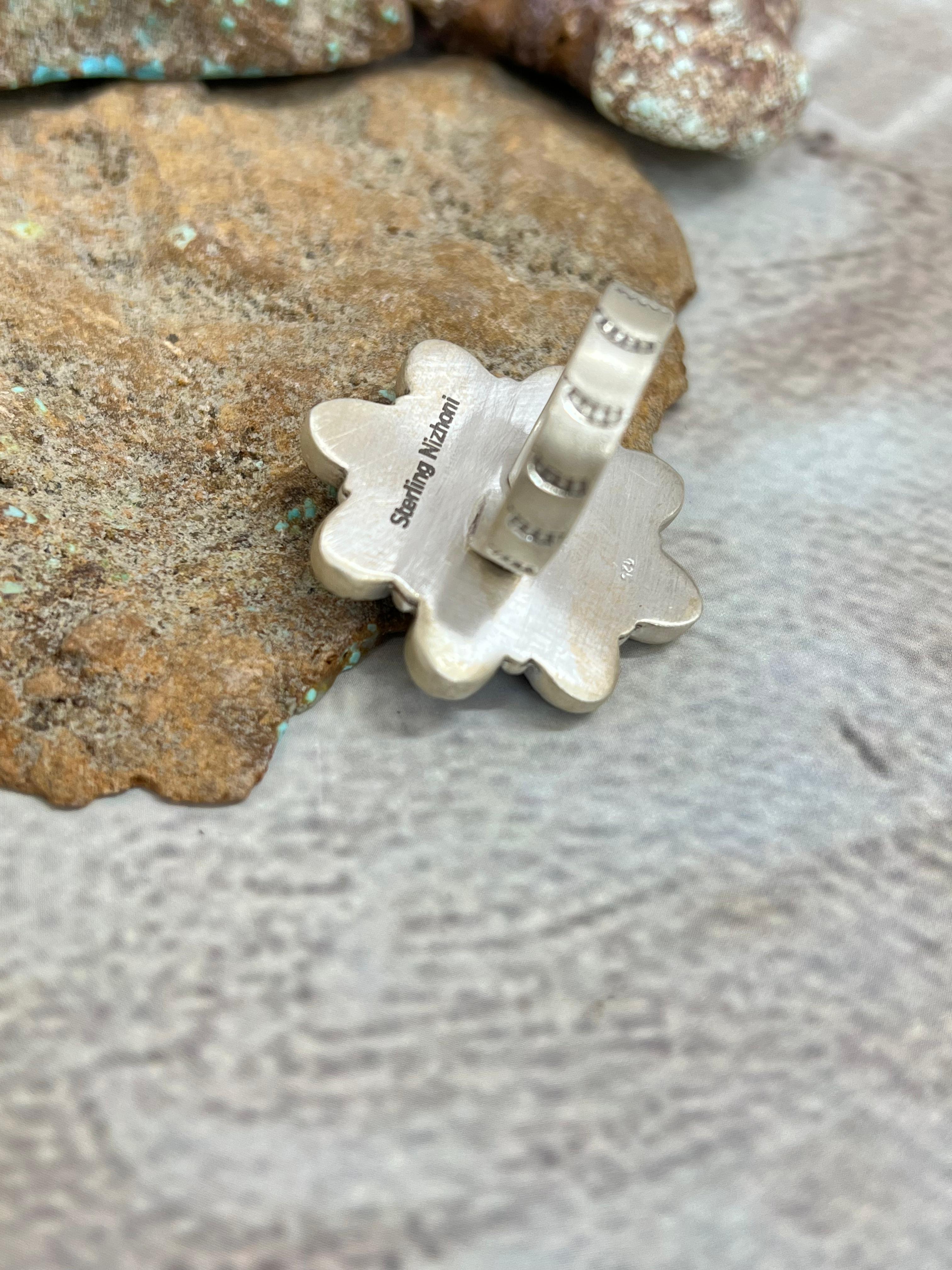 Handmade Sterling Silver Grape Dahlia Adjustable Ring with Signed Nizhoni