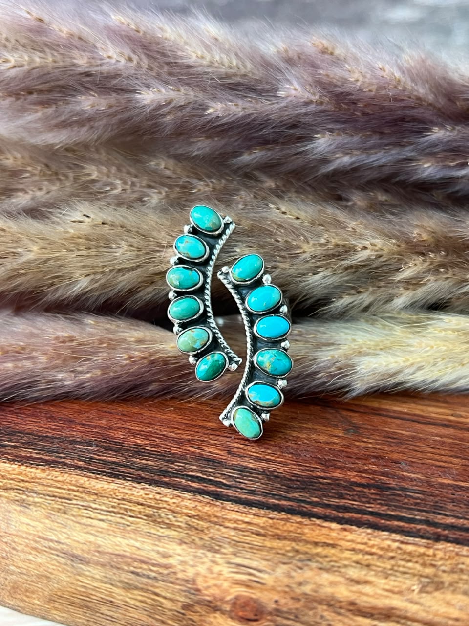 Handmade Sterling Silver Kingman Turquoise Adjustable Ring Signed Nizhoni (3)