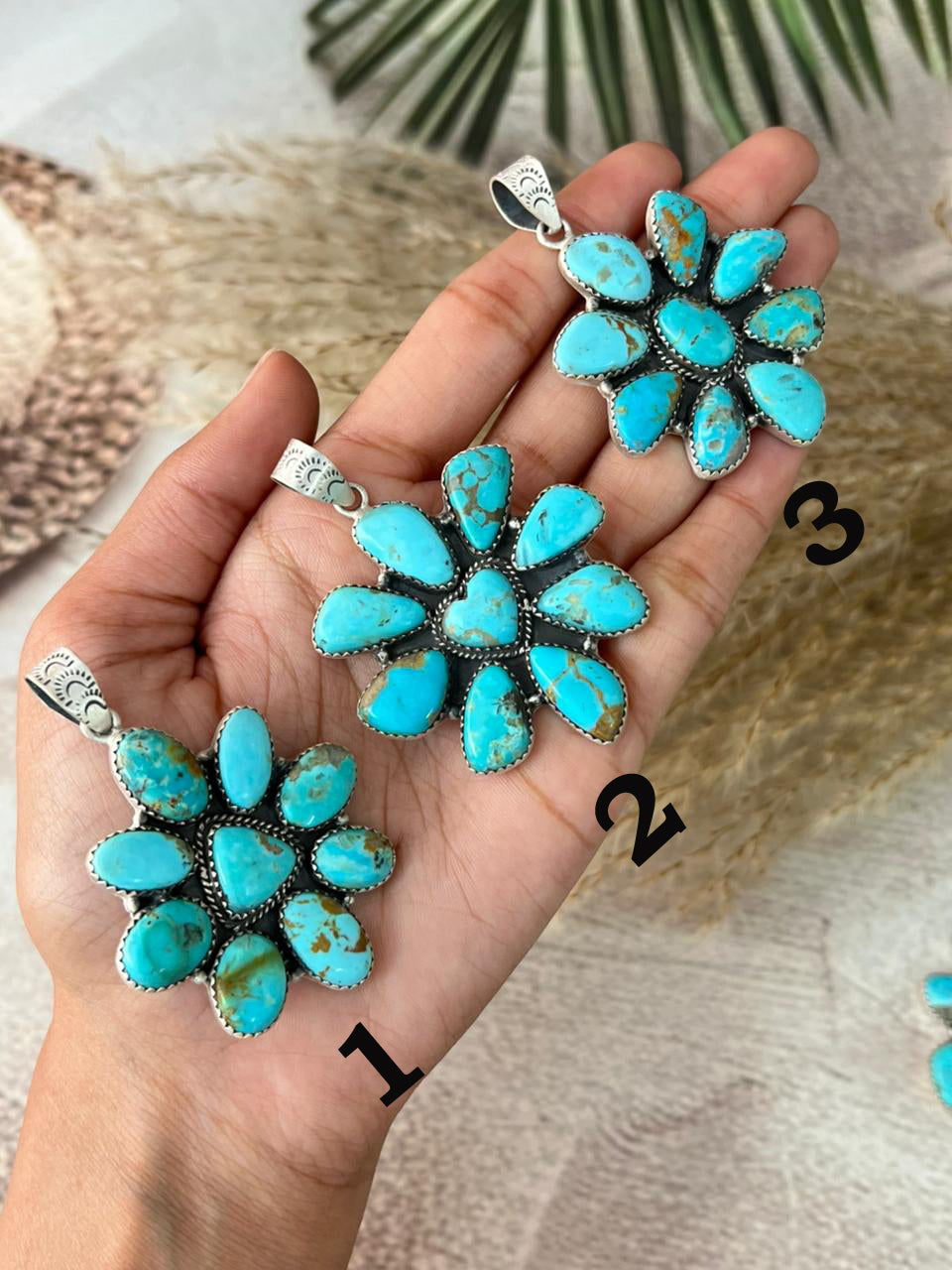 Handmade Sterling Silver Santa Maria Turquoise Pendant "Signed Nizhoni"