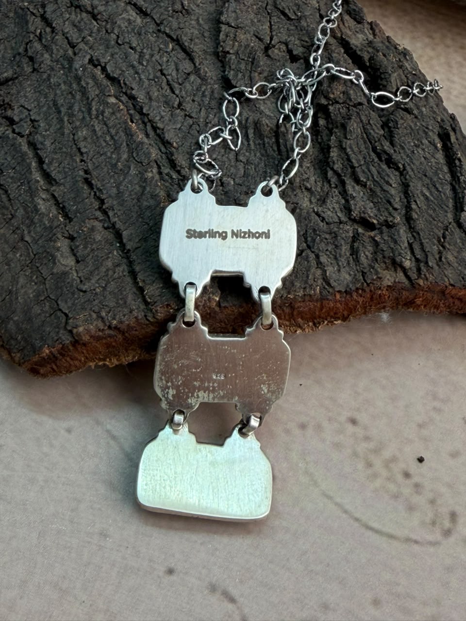 Handmade Sterling Silver Wildhorse Magnesite with Kingman Turquoise and Cotton Candy Necklace Signed Nizhoni