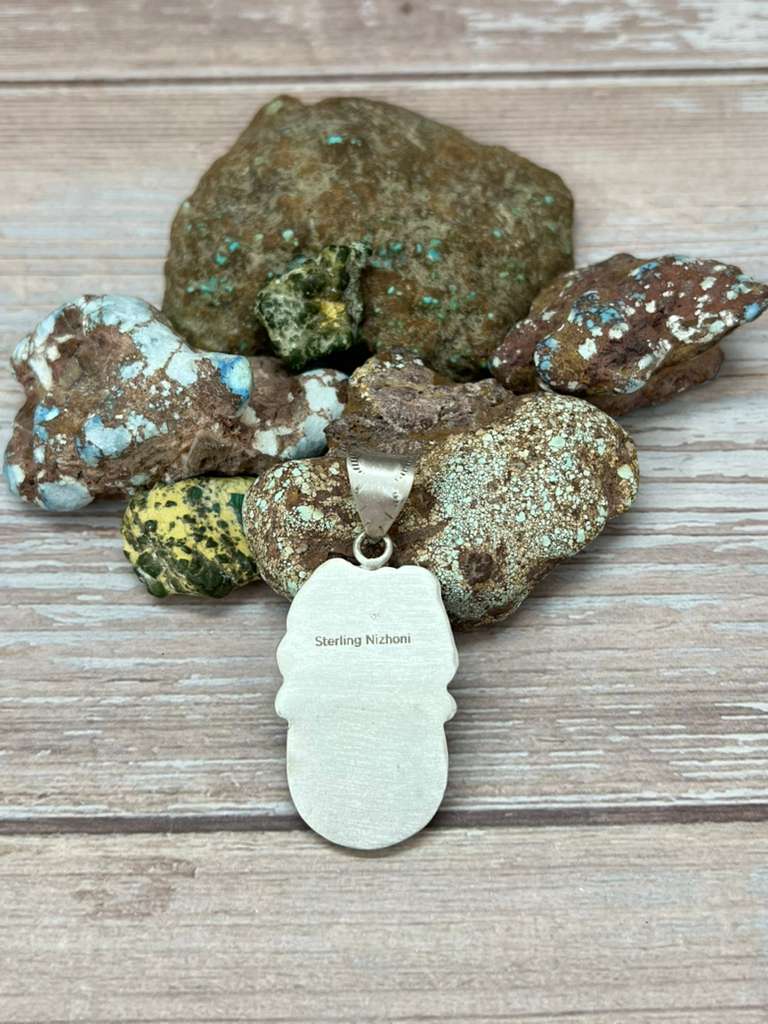 Handmade Sterling Silver Kingman Turquoise Pendant "Signed Nizhoni"