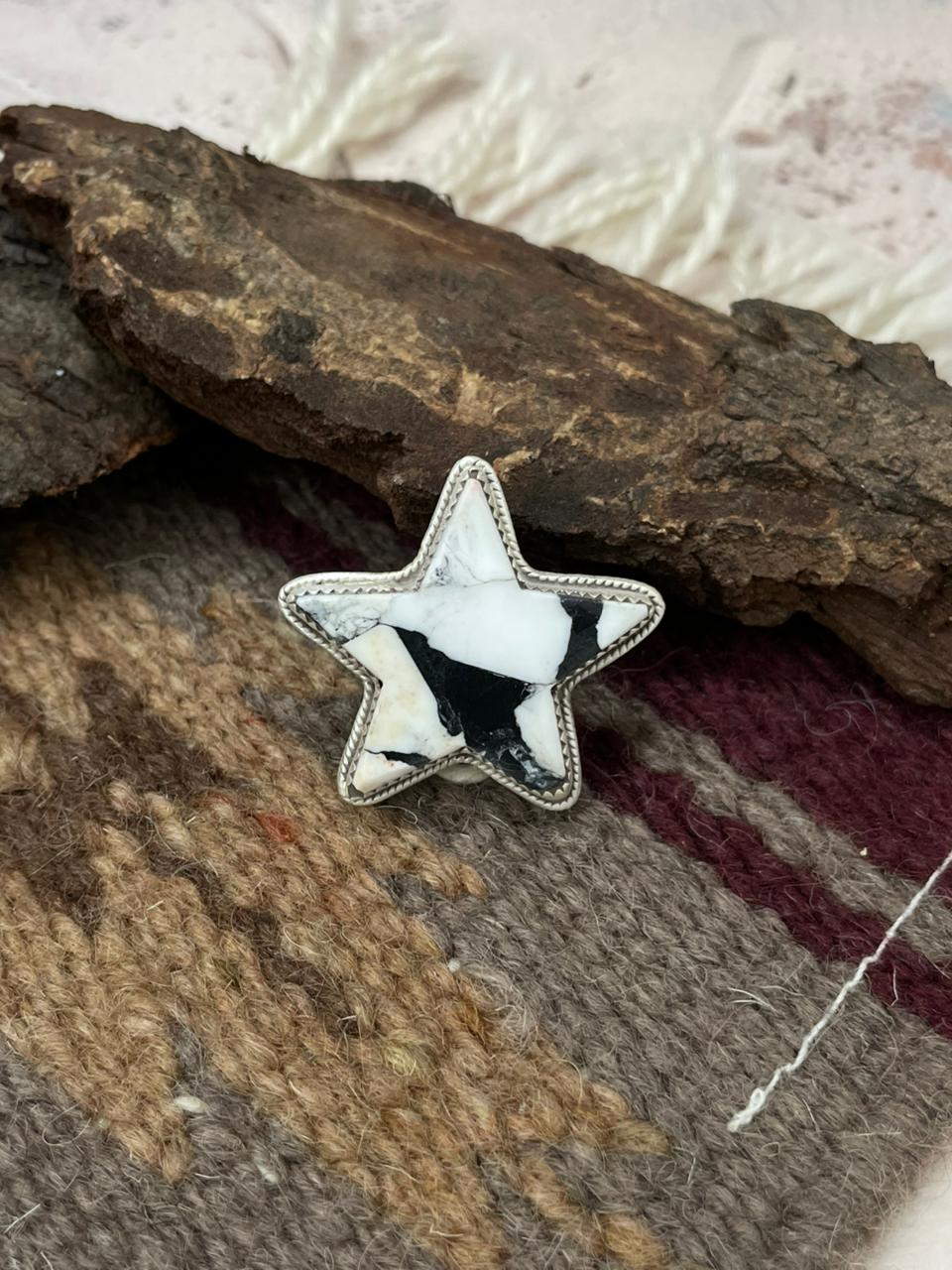 Handmade Sterling Silver White Buffalo Purse Key Clip "Signed Nizhoni"