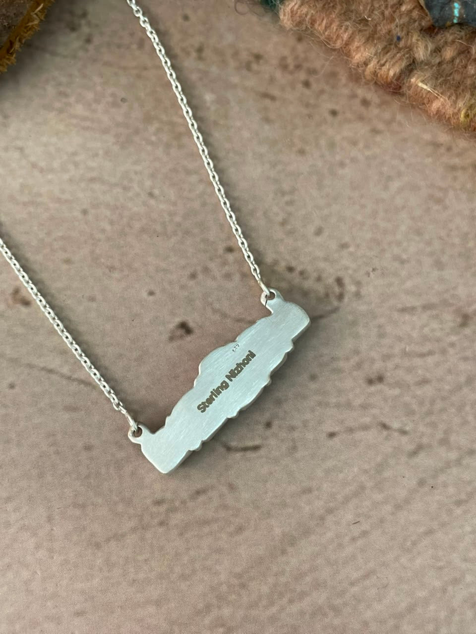 Handmade Sterling Silver Hardy Pit Collection: Necklace Signed Nizhoni