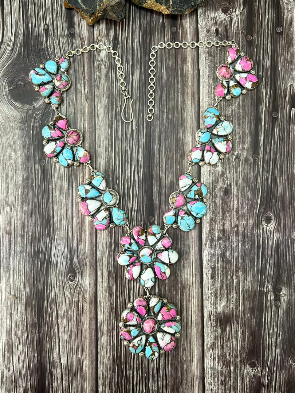 Handmade Sterling Silver Cotton Candy Necklace "Signed Nizhoni"