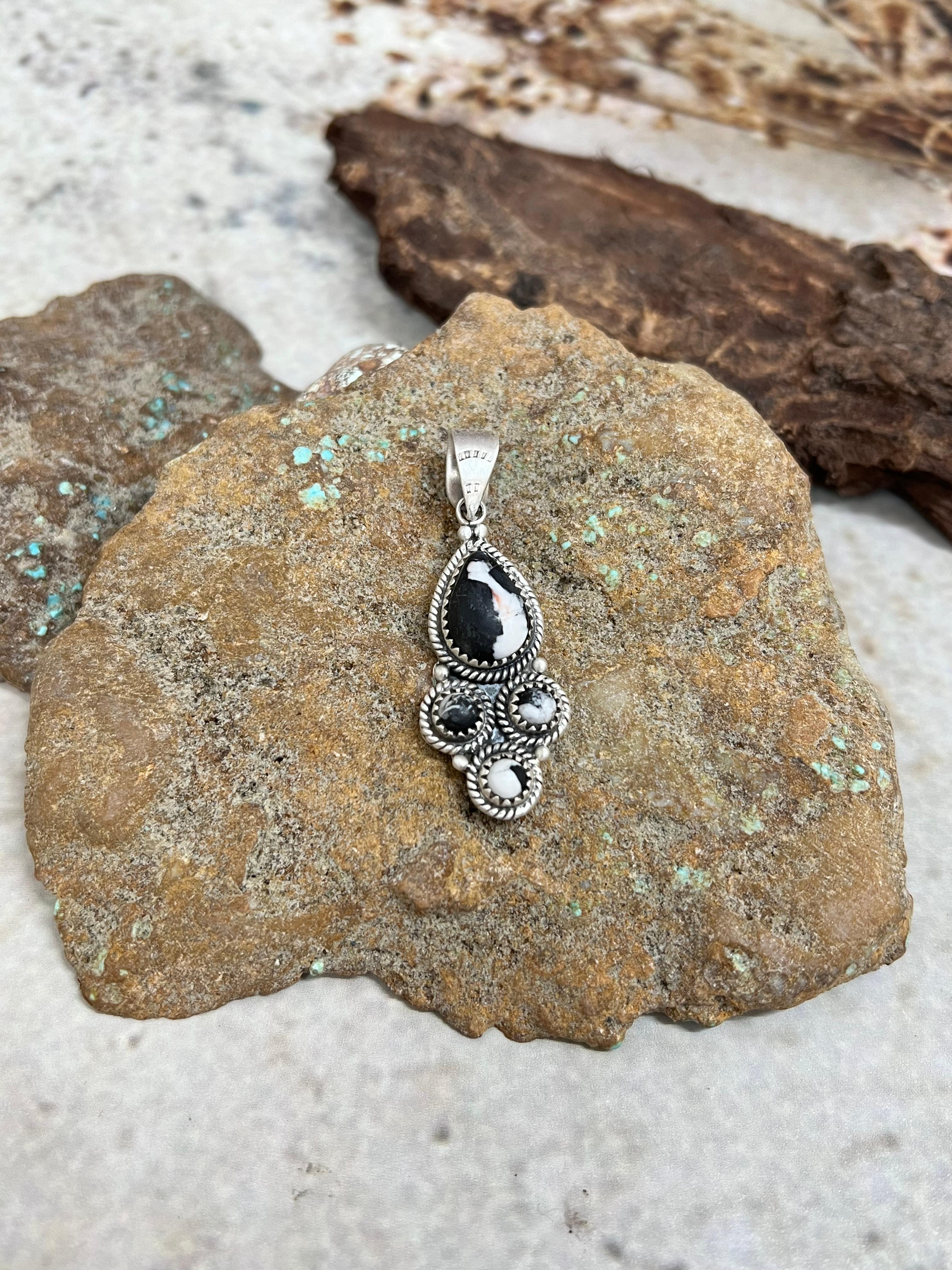 Handmade Sterling Silver White Buffalo Pendant Signed Nizhoni