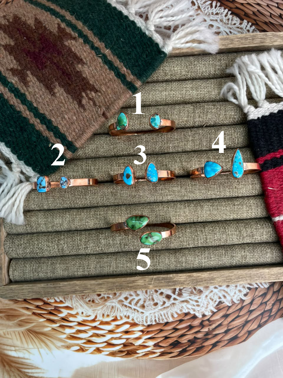 Handmade Sonoran Mountain, Sierra Bella and Golden Hills Turquoise Copper Collection: Cuff Bracelet Signed Nizhoni